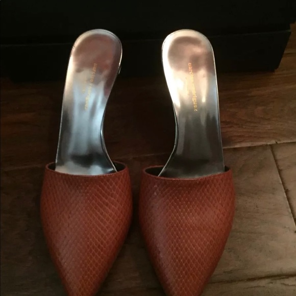 Marcos o Rodriguez Brown Athena mid Heel Slide Mule - Picture 2 of 4